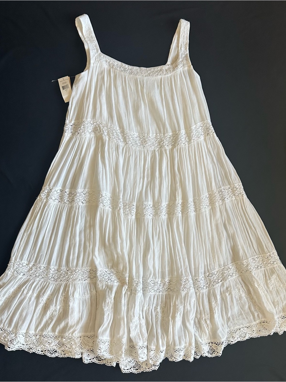 Denim & Supply Ralph Lauren White Lace-Trim tier Maxi Dress boho Large discontin - Picture 2 of 16